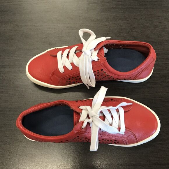 Ziera Denver Red Leather Laser Die Cut Hole Sneaker Shoes Women EU 36 FF US 5.5 - Picture 15 of 16